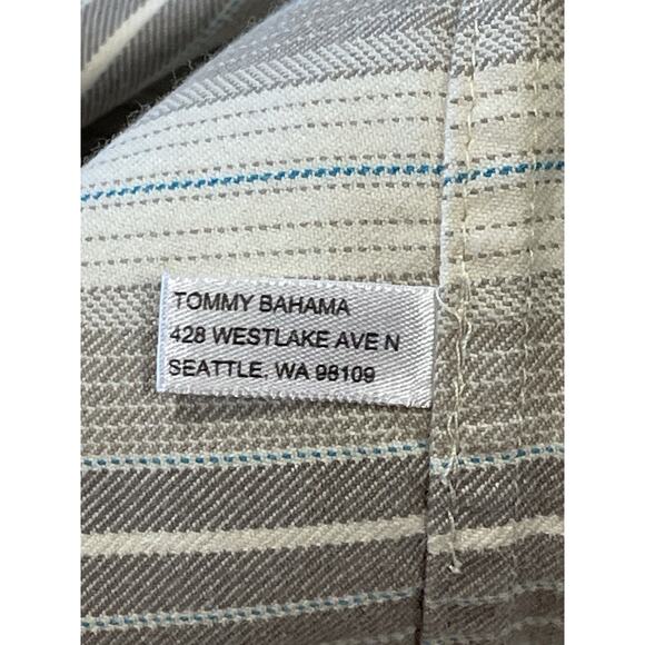Tommy Bahama Relax Island Modern Fit Striped Men’s Shirt Sz Medium Cream/Brown - Picture 12 of 15